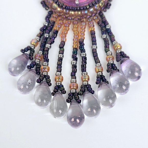 Vtg Dragonfly Earrings~Dangle Beaded~Teardrop~Leather Back~Handmade~Southwestern - Picture 7 of 14